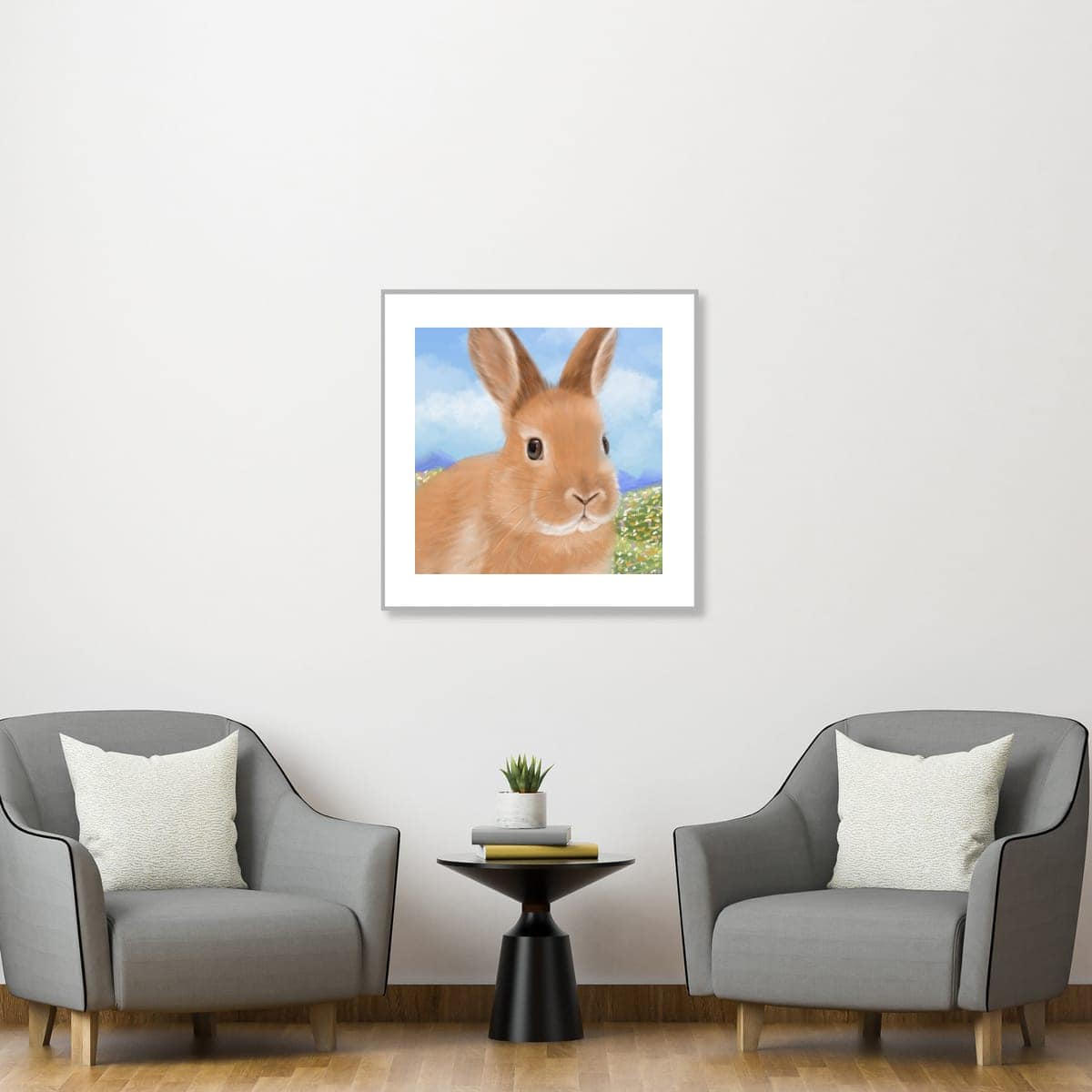 rabbit print, pet portrait, animal art