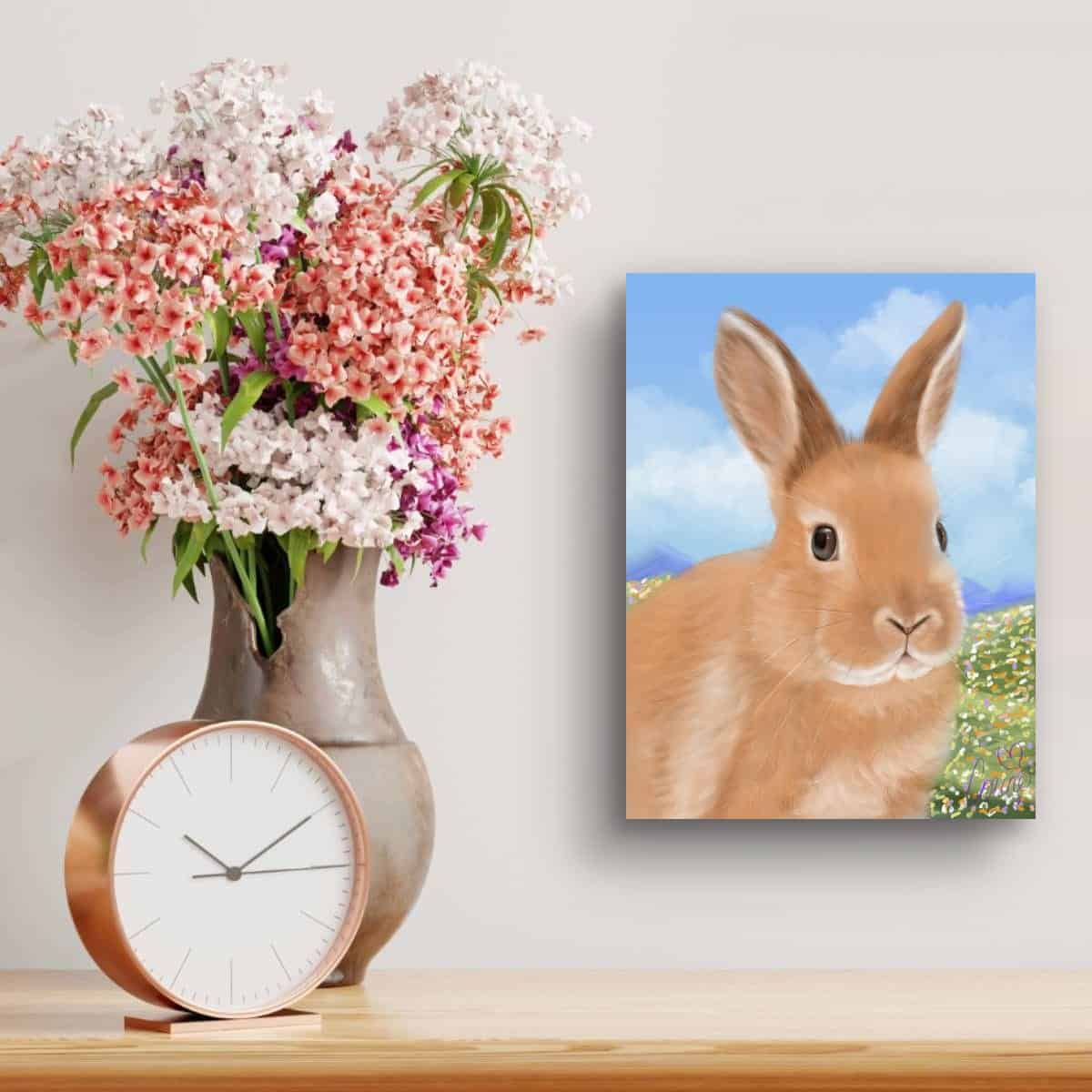 rabbit print, pet portrait, animal art