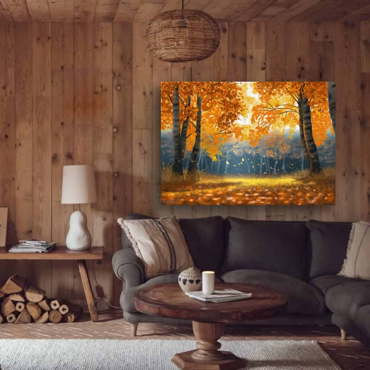 landscape art, nature print, forest scenery
