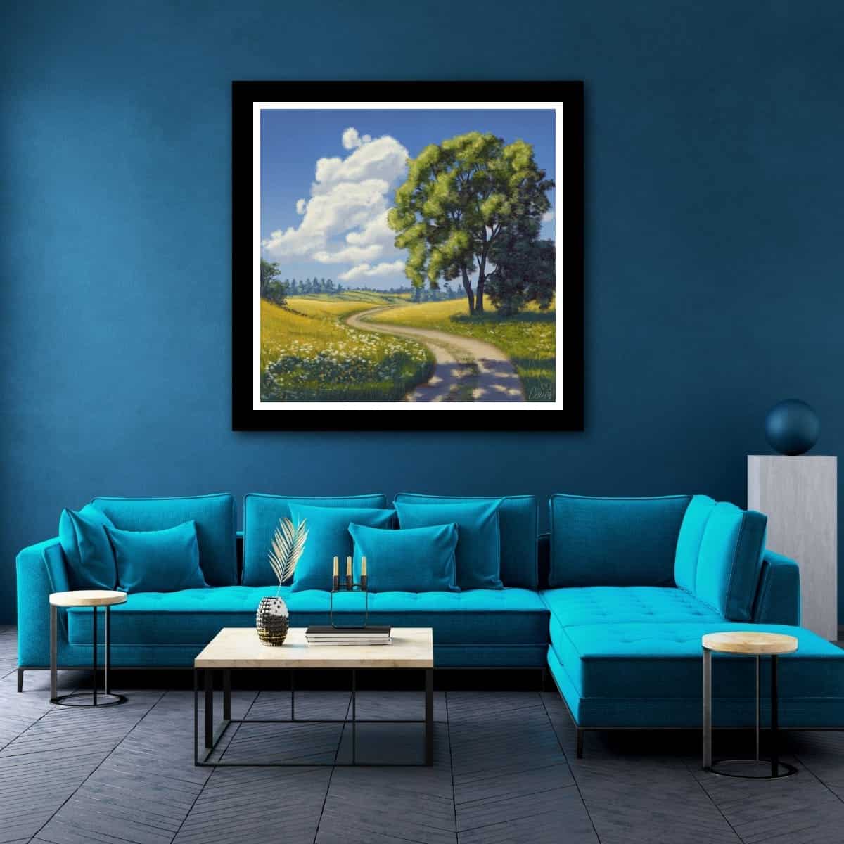 landscape art, nature print, meadow