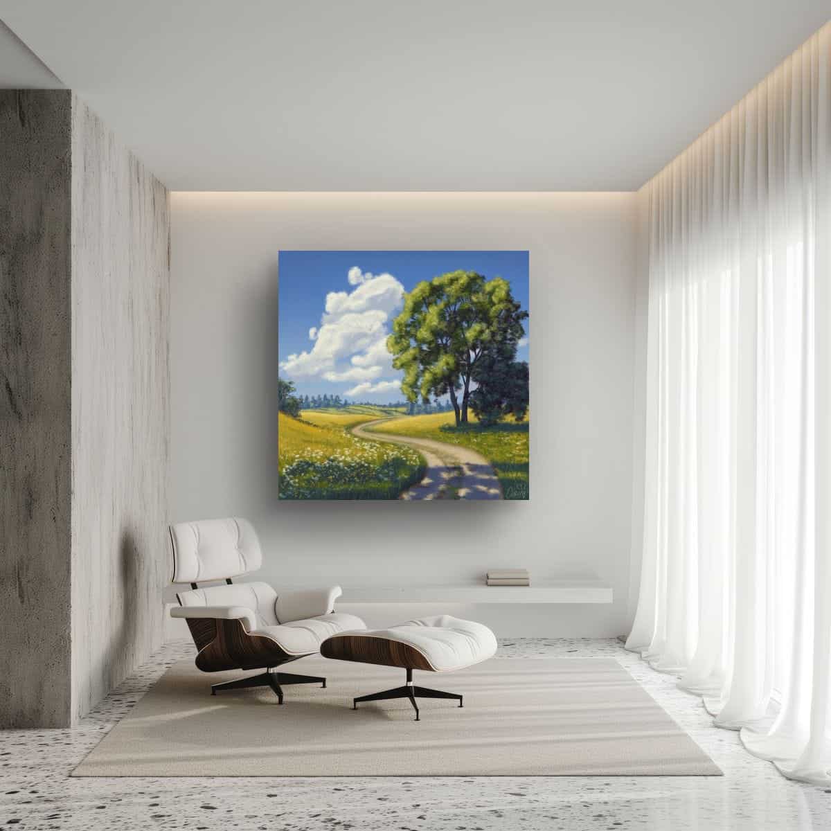 landscape art, nature print, meadow