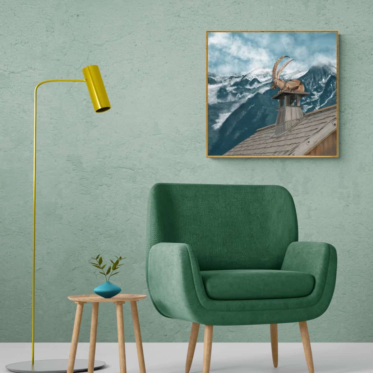 ibex, wildlife art, animal print