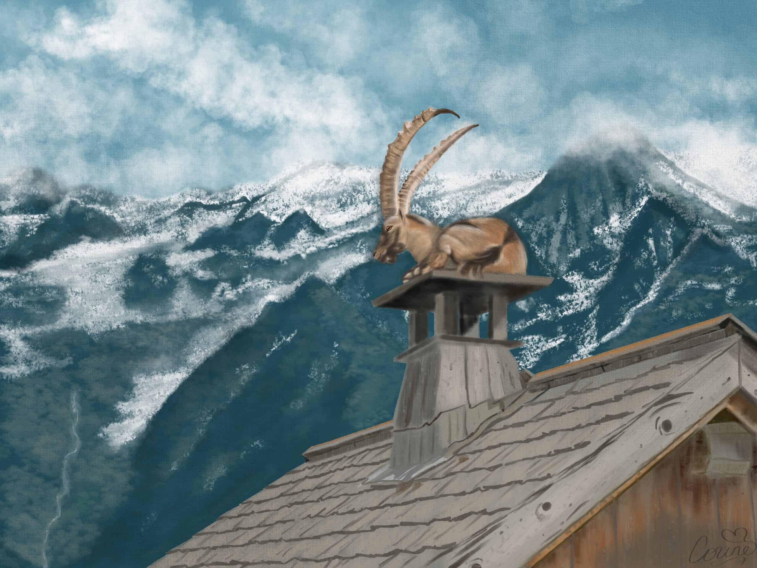 ibex, wildlife art, animal print