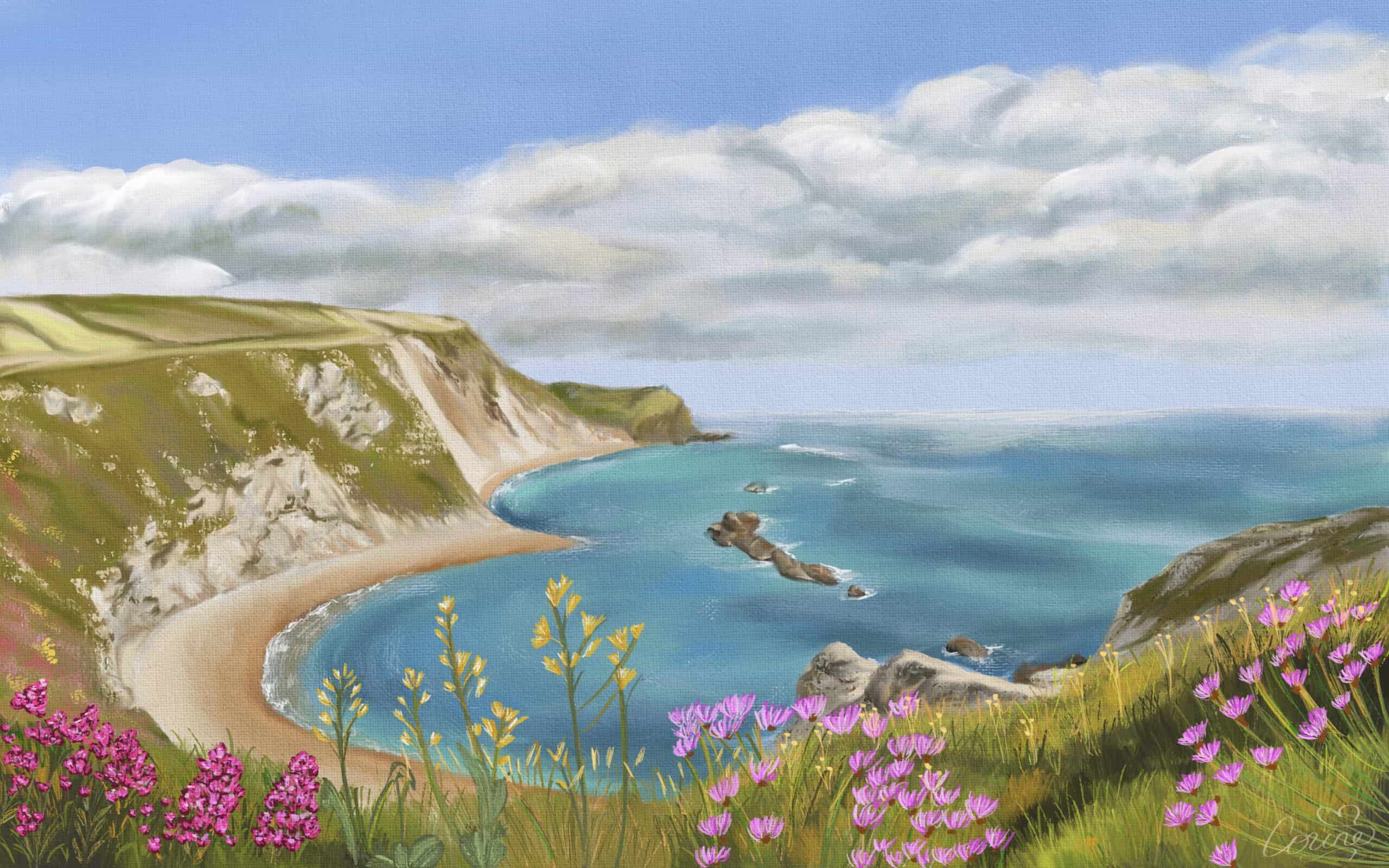 landscape art, nature print, coastal, seaside