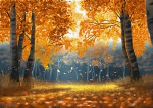 landscape art, nature print, forest scenery