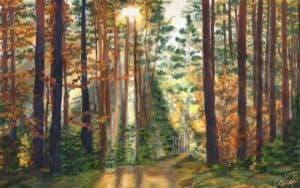 landscape painting, nature art, forest print