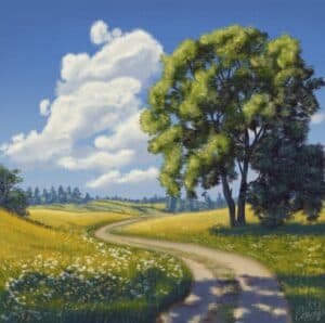 landscape art, nature print, meadow