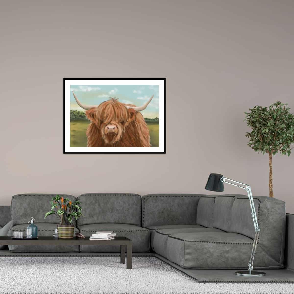 cow print, animal art, highland cow