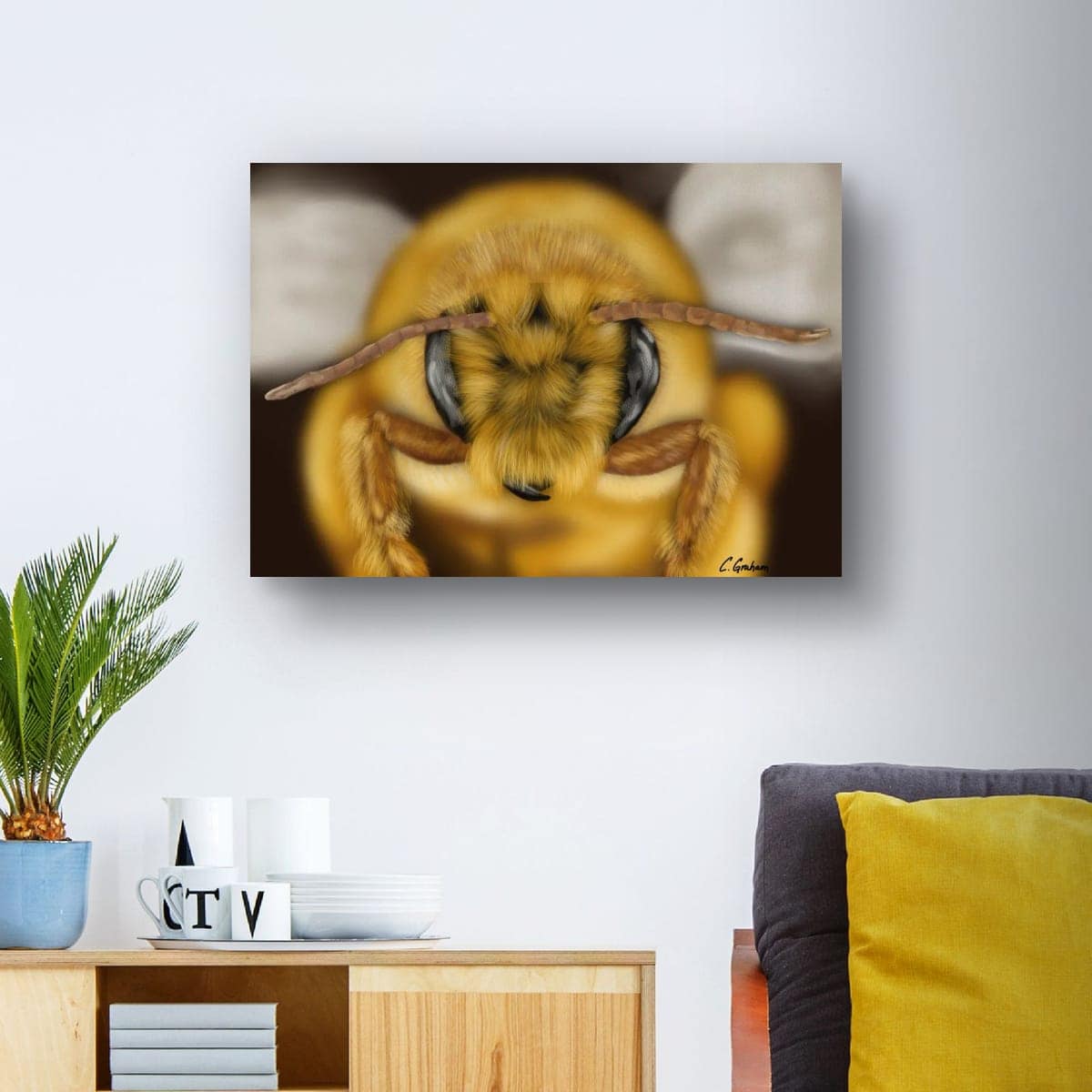 nature art, insect print, bee print