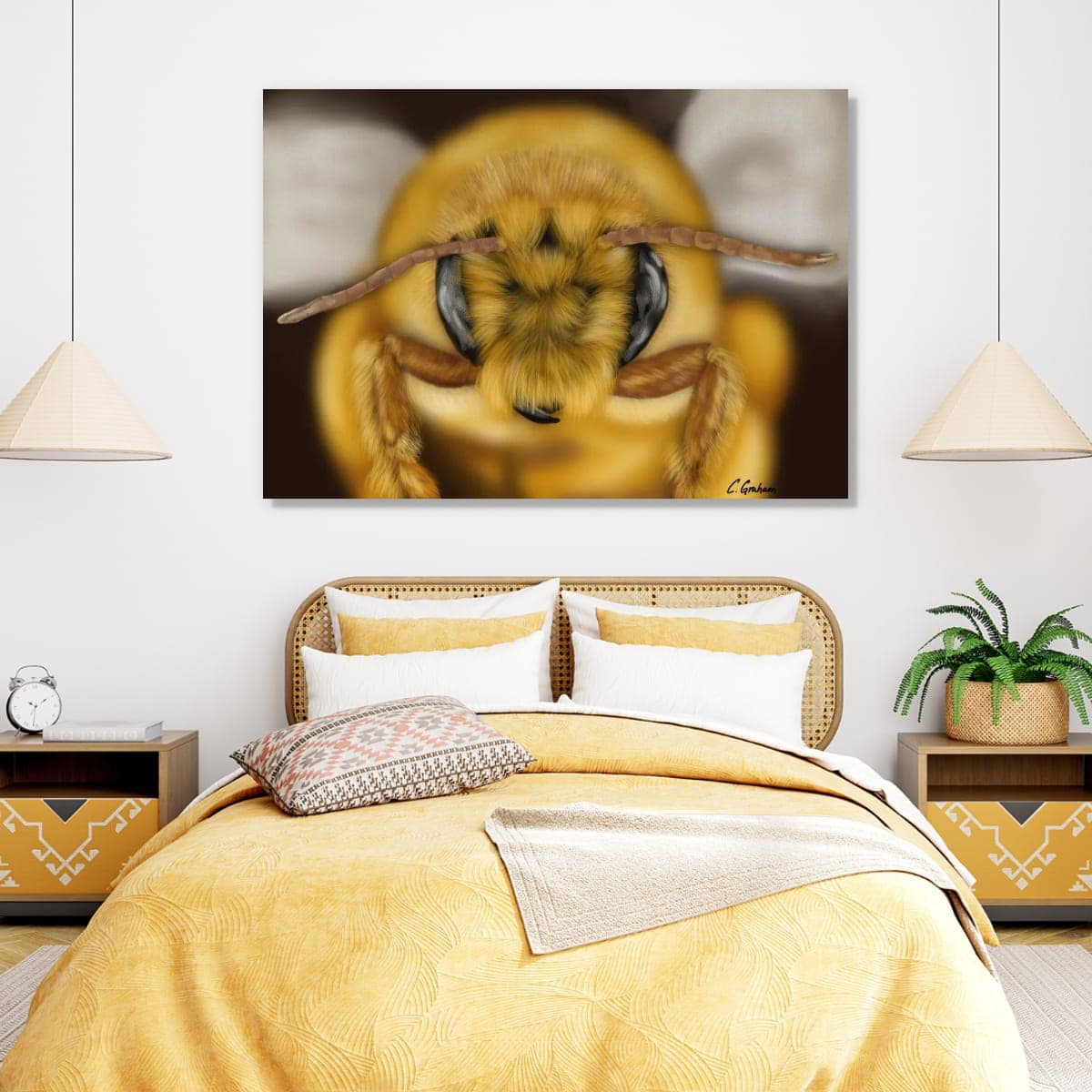 nature art, insect print, bee print
