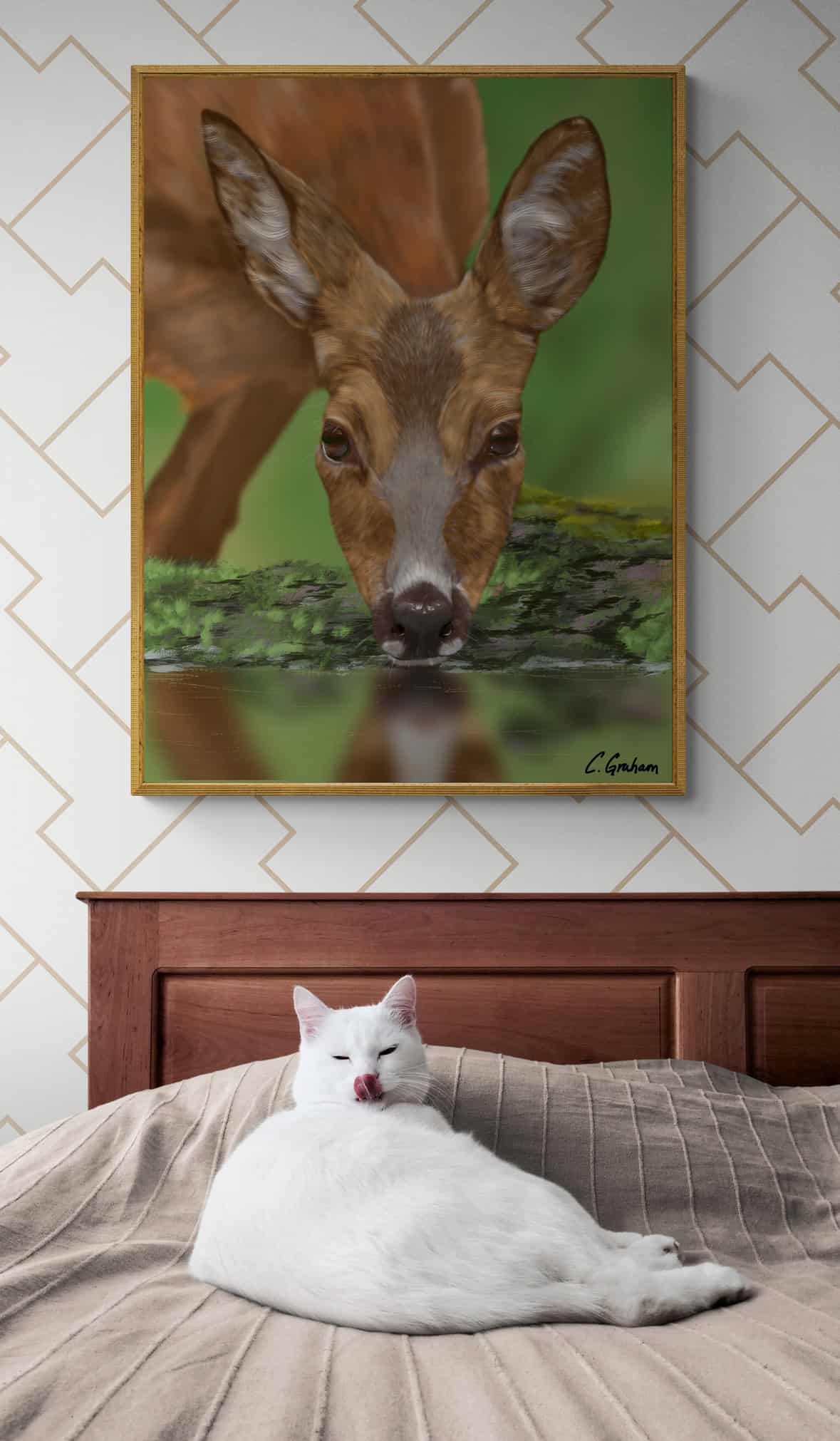 deer print, deer art, wildlife portrait